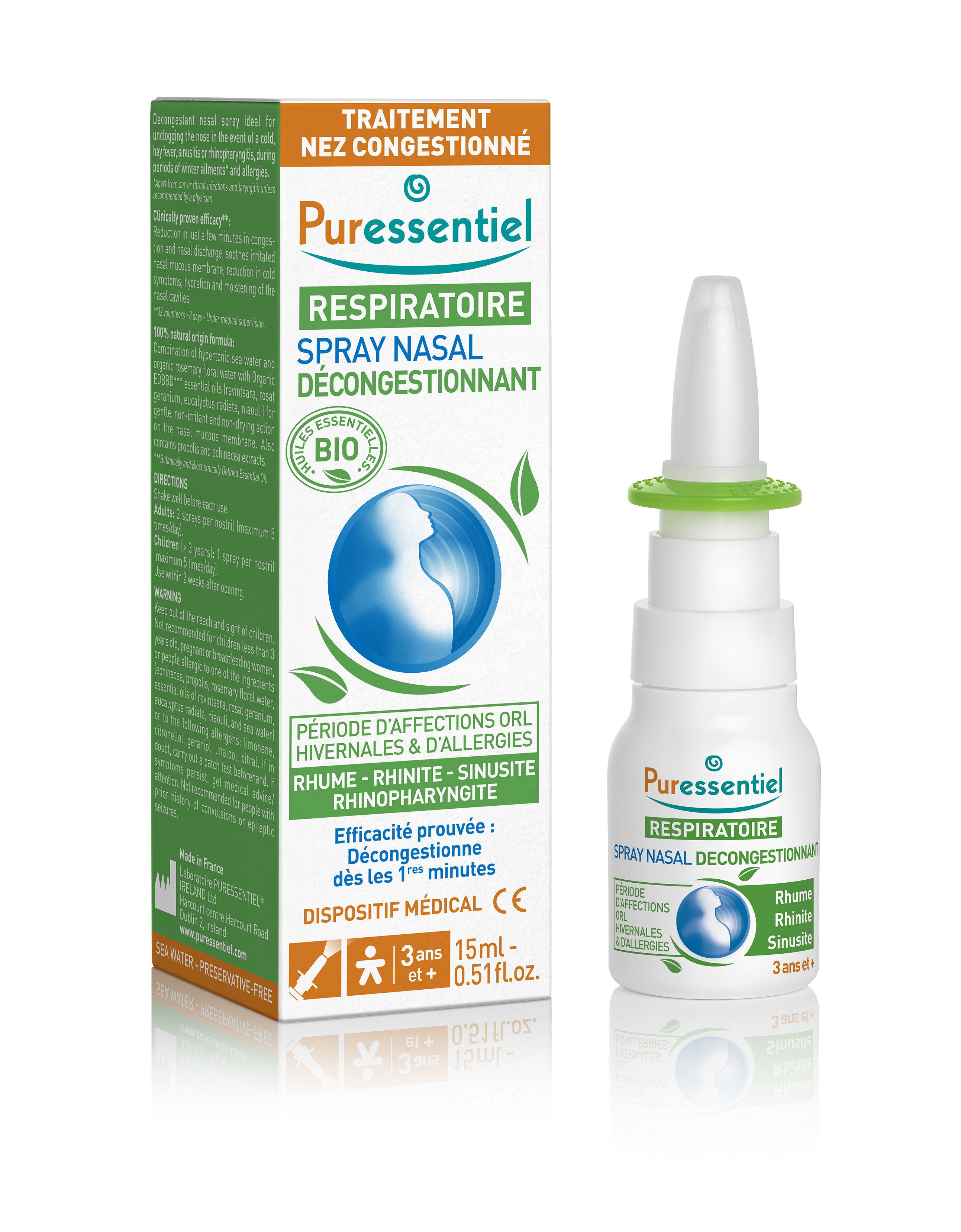 Spray Nasal Décongestionnant Bio Puressentiel Le Spray De 15ml - vue 2