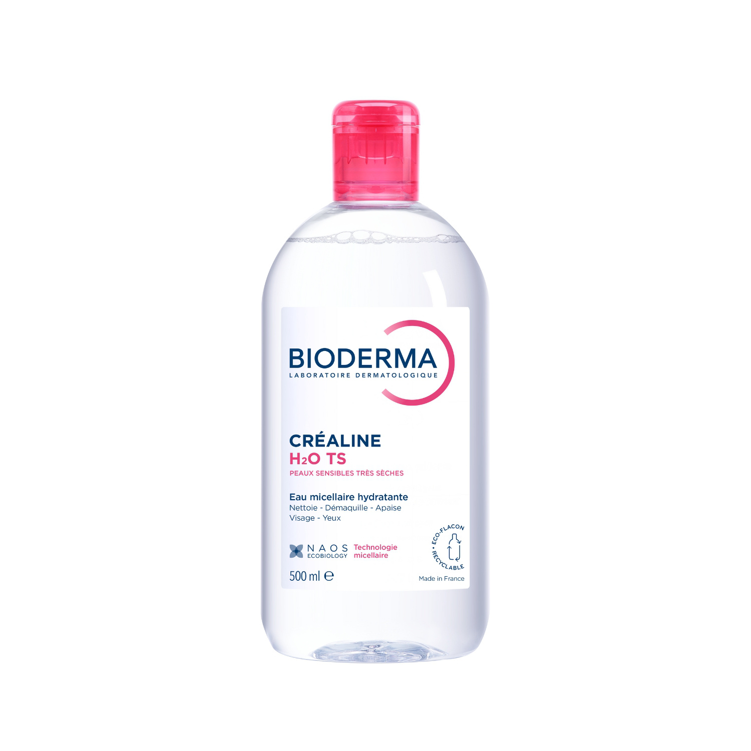 Bioderma créaline h2o ts solution micellaire démaquillante visage 500ml - vue 2