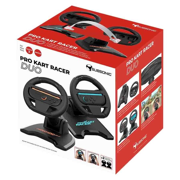 Subsonic Lot de 2 volants de course pliable pour Joy Con Nintendo Switch et Switch 2 stand et support ventouses