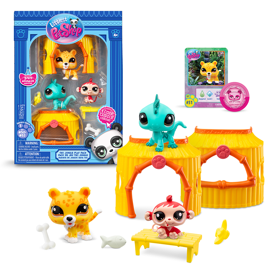 Bandai Littlest Pet Shop Pack Tiki Jungle 3 Animaux et Accessoires Licence Officielle Coffret Jouet Animaux Mignons Mini Figurines Animaux Jouet Enfant et + BF00515 - vue 2