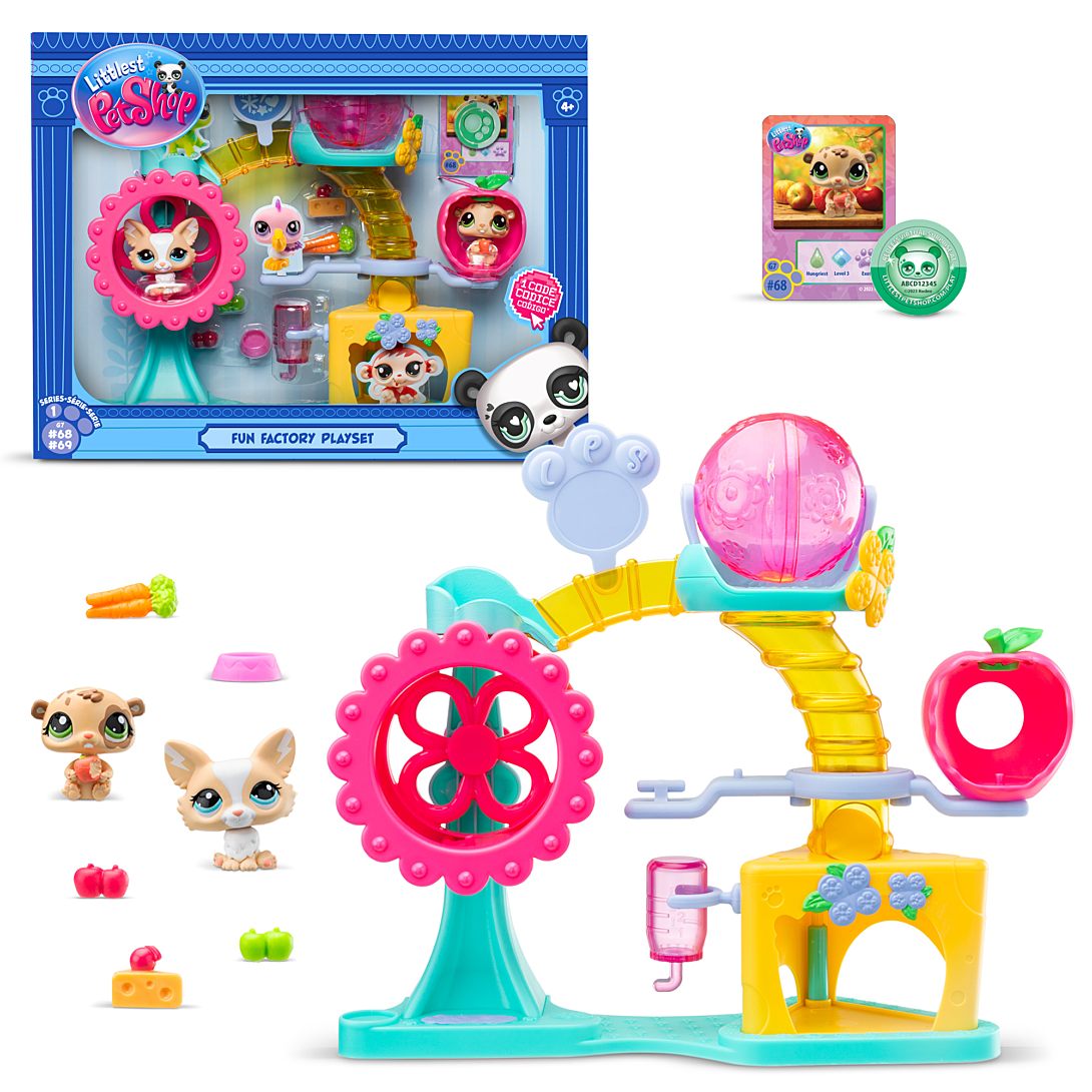BANDAI Littlest Pet Shop Coffret Fun Factory Ensemble de jeu avec 2 animaux décor et accessoires BF00519 - vue 3
