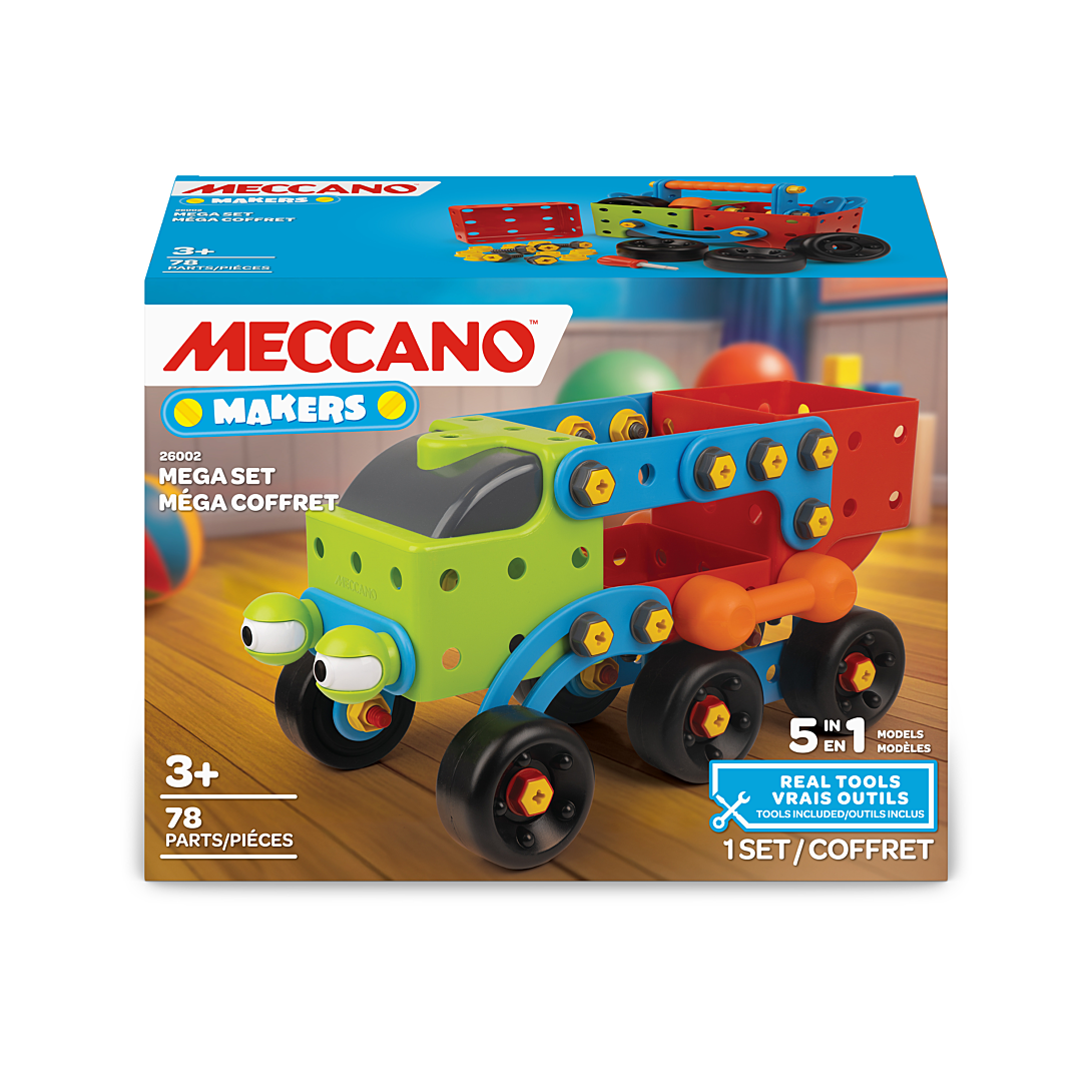 Meccano Mega Set 5 en 1 – Coffret Construction Bandai - Kit de construction 78 pièces, outils et notice, 5 modèles possibles, Activité Assemblage Jou