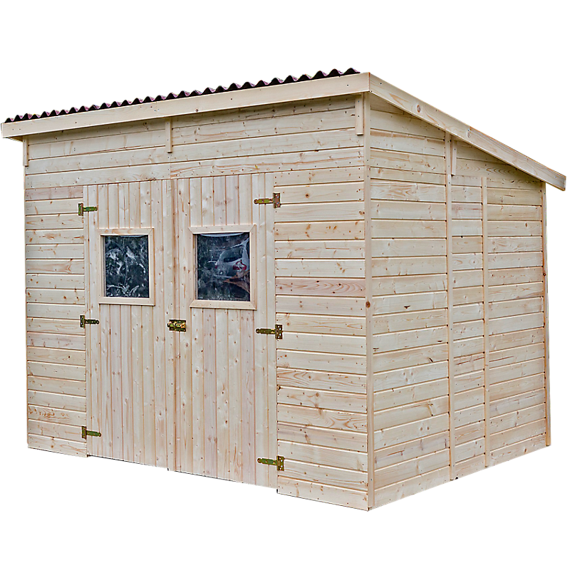 Abri panneaux bois massif 16 mm toit mono pente sans plancher 6 60 m2