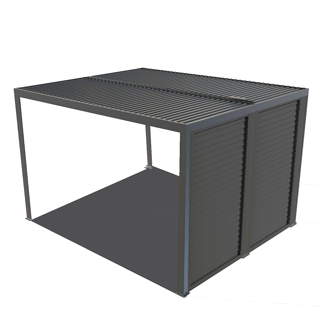Pergola bioclimatique autoportante manuelle aluminium Habrita PER3630VBI 3 60 x 3 avec 1 côté ventelles