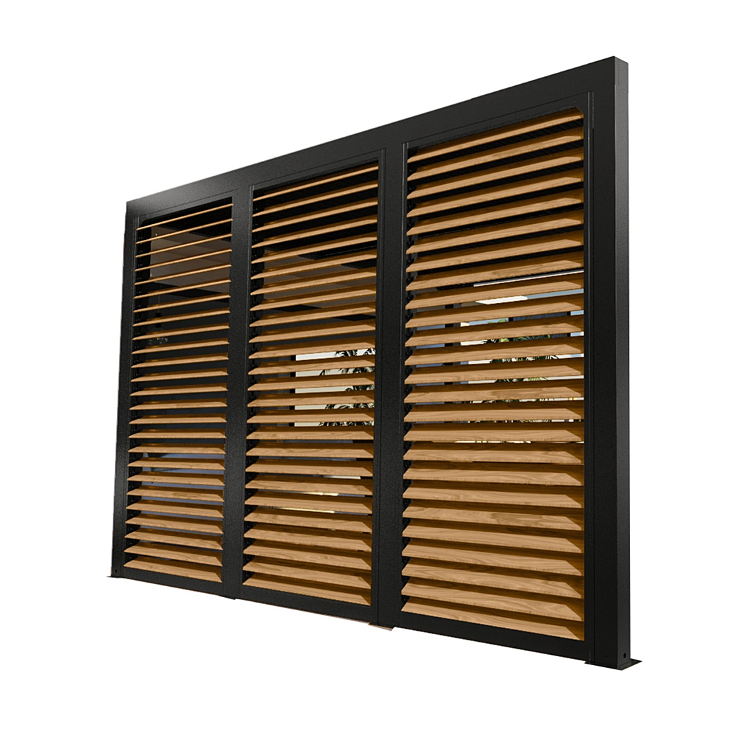 Ventelles aluminium mobiles couleur imitation bois pour côté 3 60 pour pergola bioclimatique PER 3630 BI et PER 3660 BI