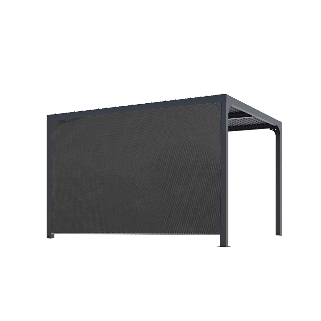 Pergola bioclimatique autoportante Habrita aluminium 3 6 x 3 + rideau manuel côté 3 6