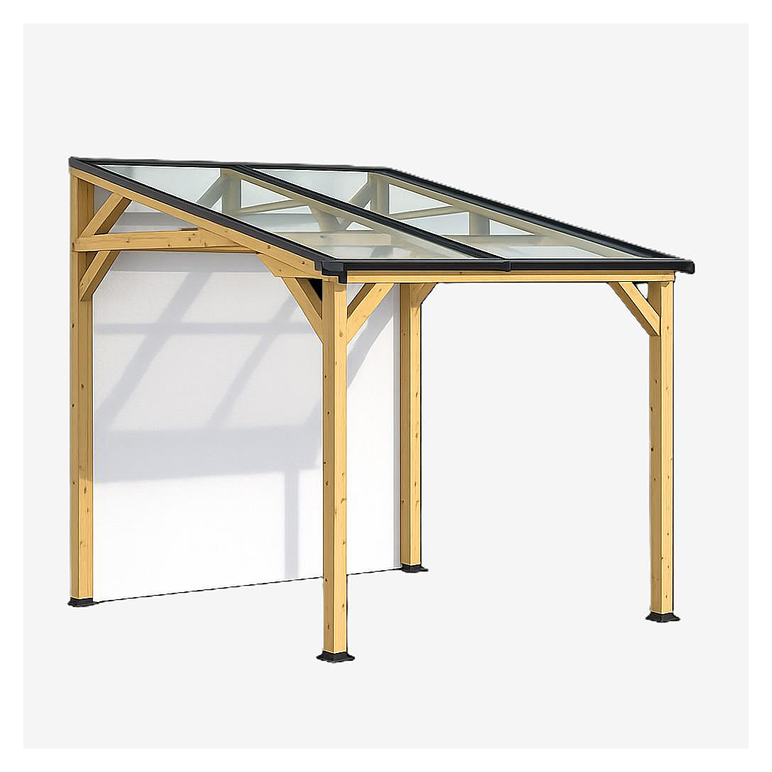 Carport Wattoit mono pente épicéa thermo chauffé / 2 panneaux photovoltaïques 1 kwc / poteaux section 88 x 88 mm / Surface 4 64 m2