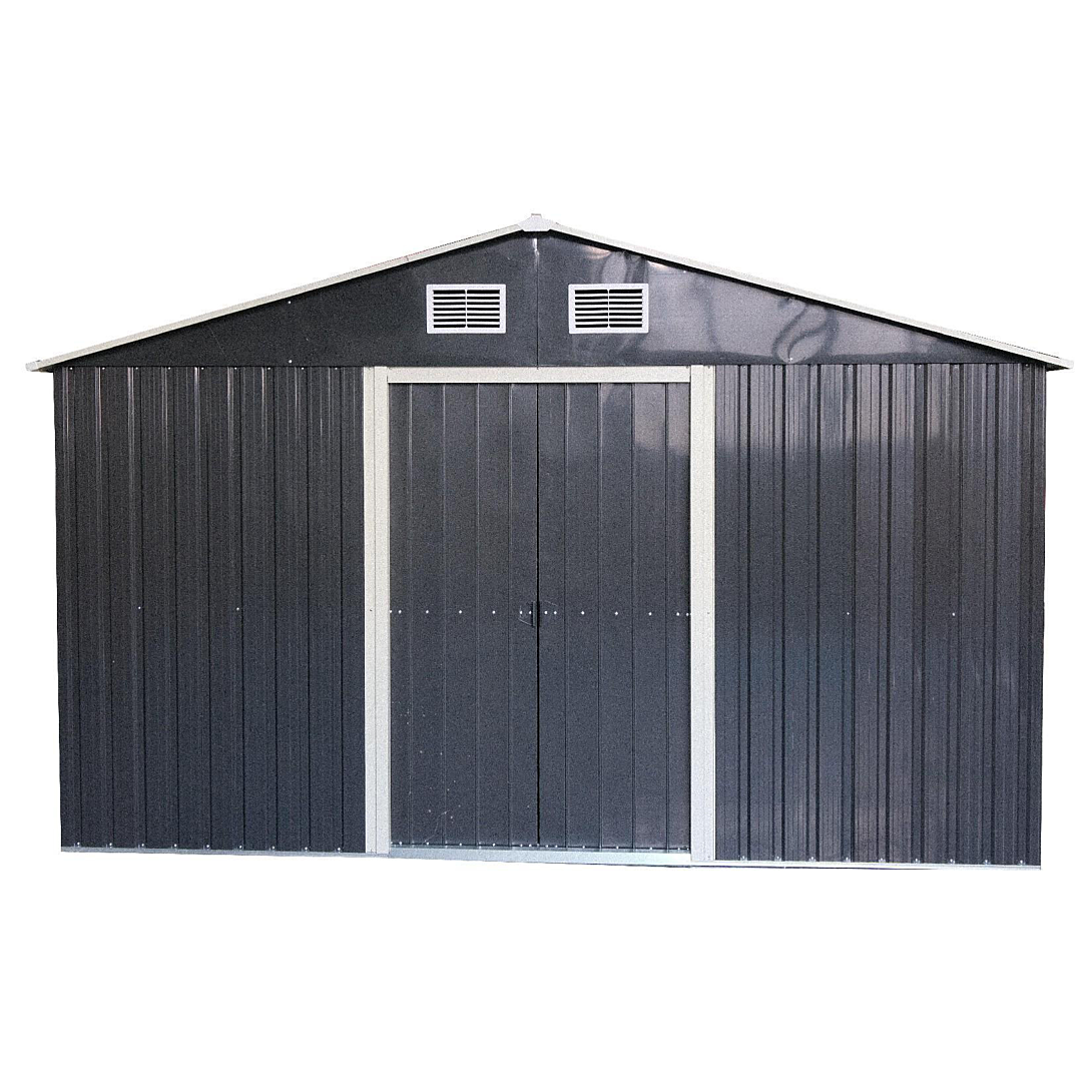Abri métal grand volume toit 2 pentes HABRITA / 6 6 m2 / double porte largeur 90 cm et grande hauteur 152 cm