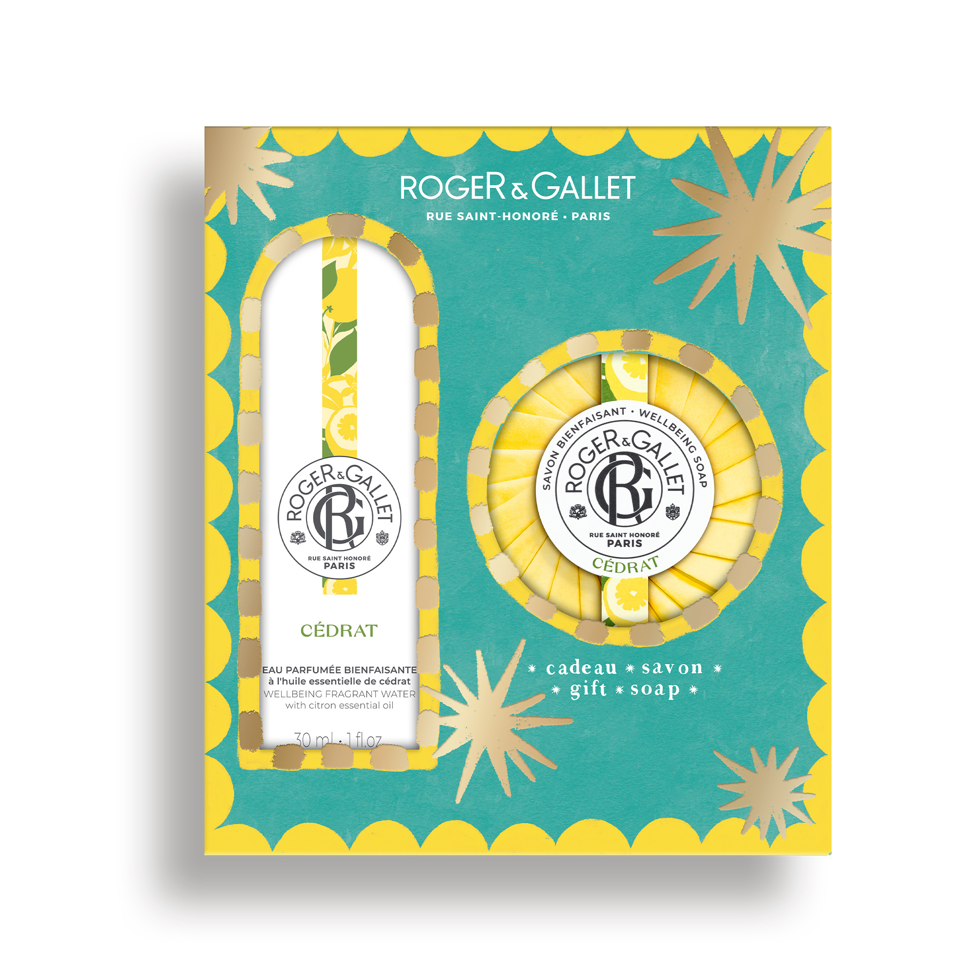 Roger & Gallet Coffret Eau parfumée bienfaisante cédrat 30ml et savon