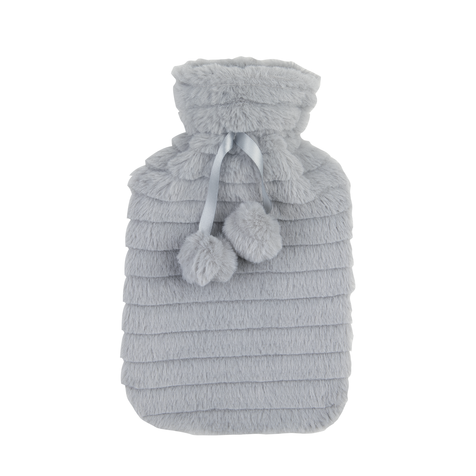 Bouillotte caoutchouc fourrure grise 1L