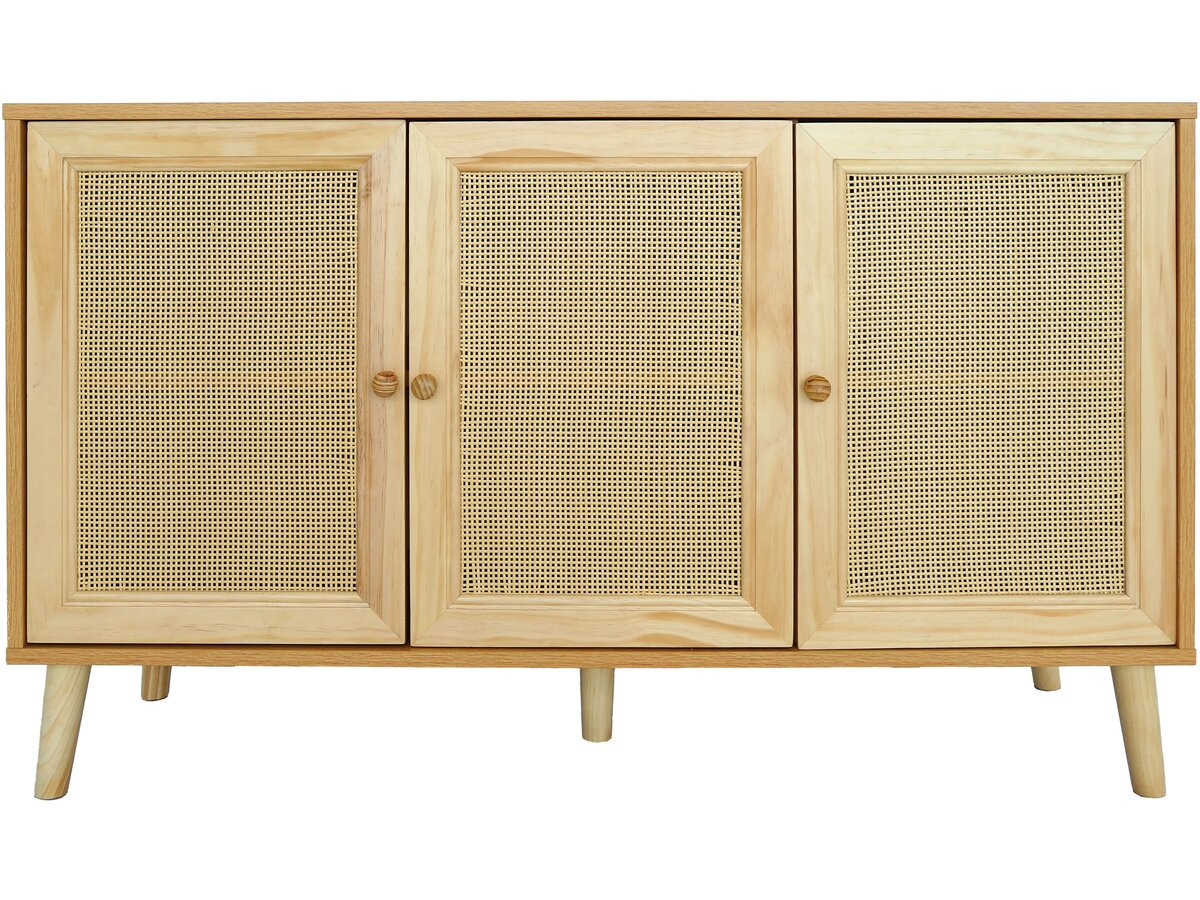 Buffet 180 Cm Phoenix XXL - 3 Portes, 3 Tiroirs, Niche Bois Et Noir - Style Industriel Loft