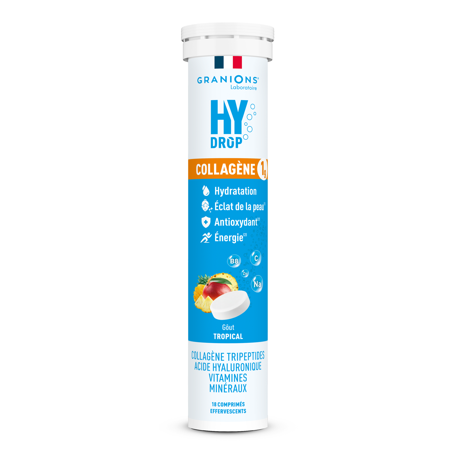 Granions Hydrop Collagène 1g saveur Tropical 18 comprimés