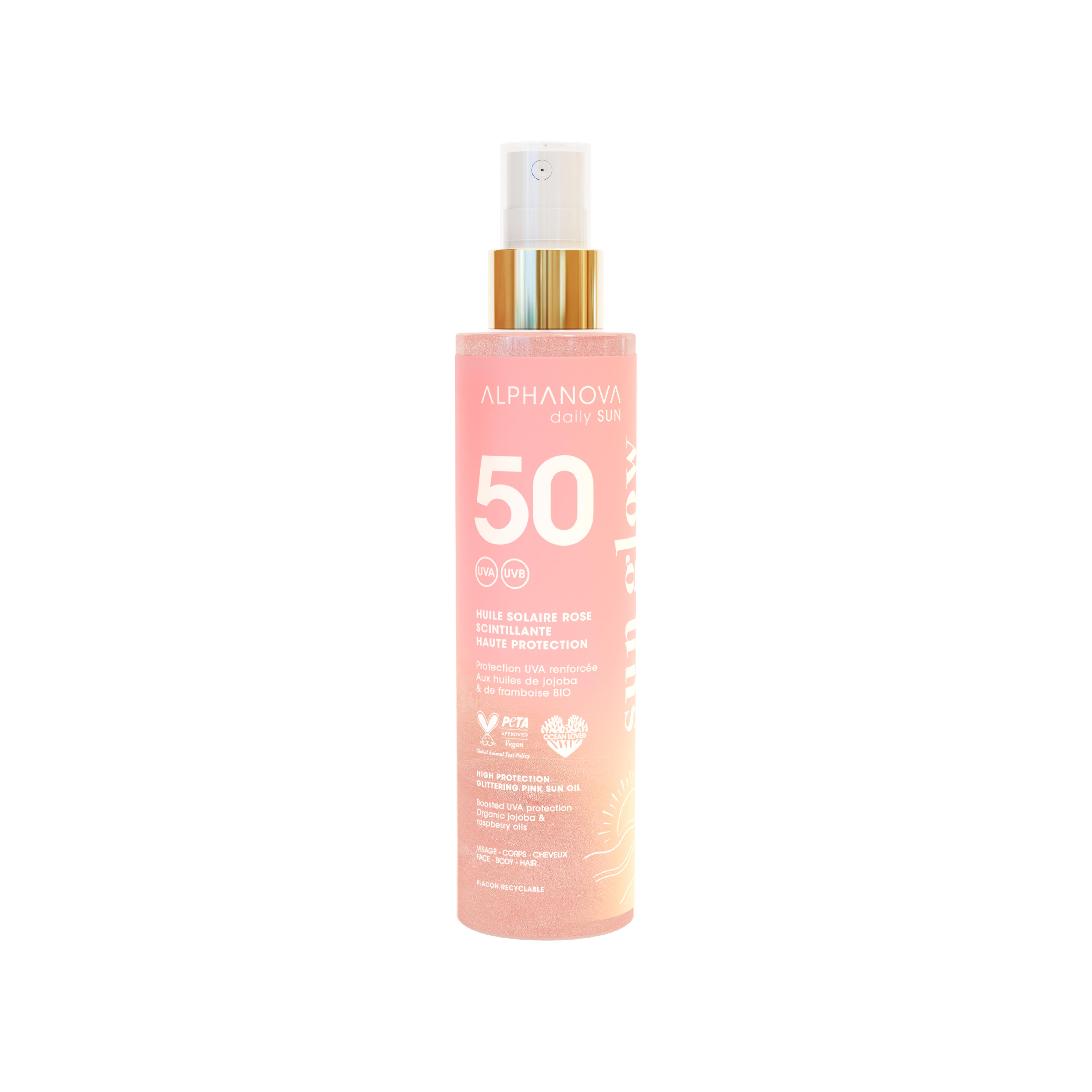Alphanova Daily Sun Huile solaire SPF 50 scintillante 125 ml