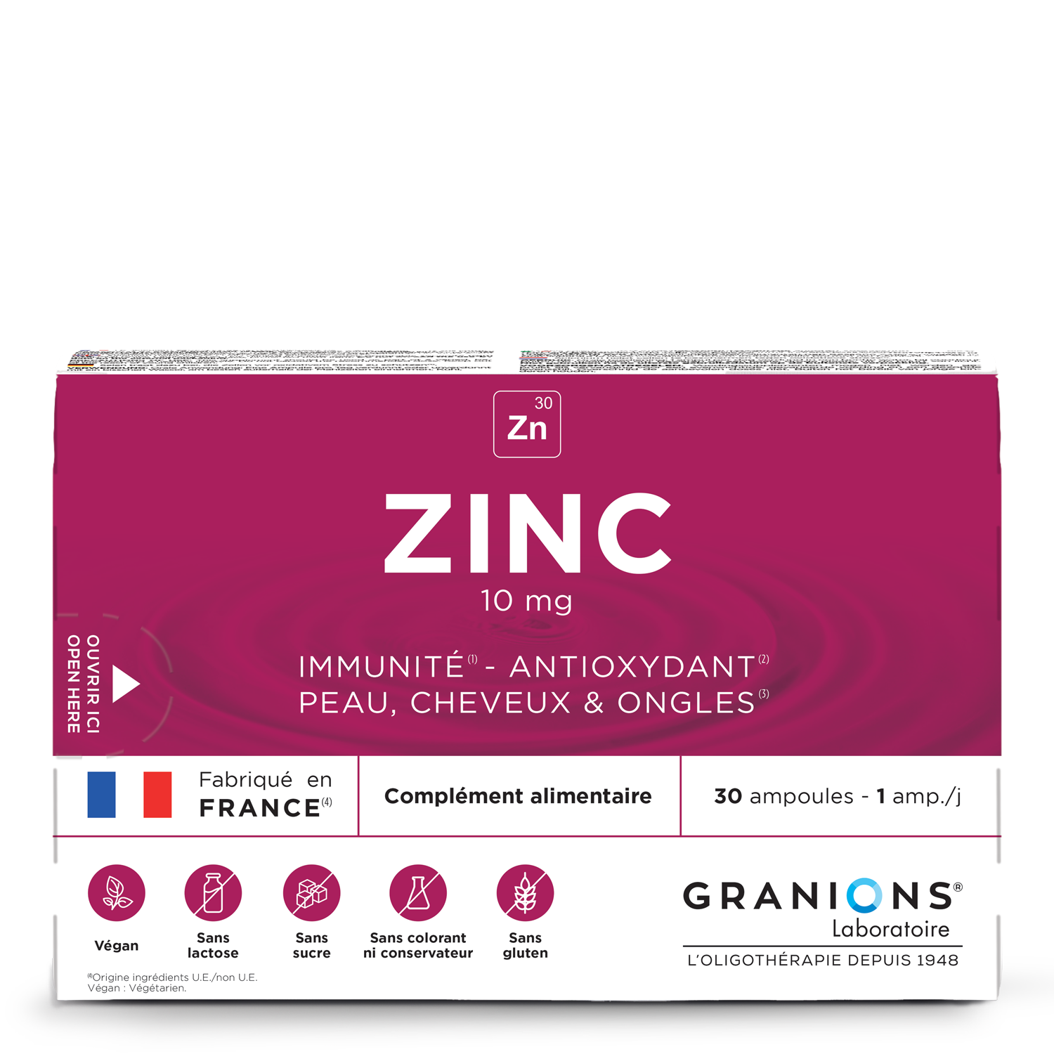 Complément Alimentaire Zinc Granions La Boite De 30 Ampoules - vue 2