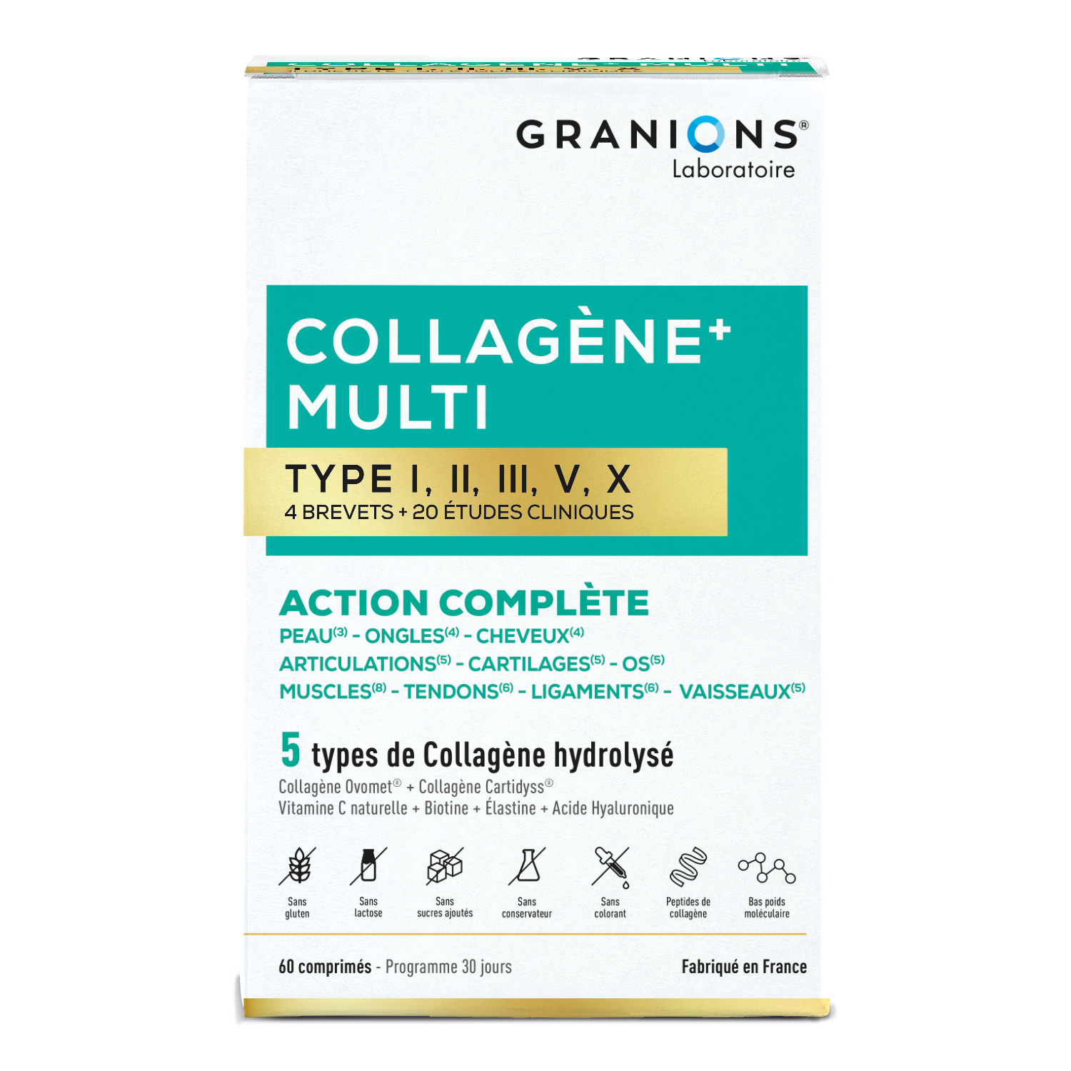 Collagène Peau Ongles Et Cheveux Granions La Boite De 60 Comprimés - vue 8