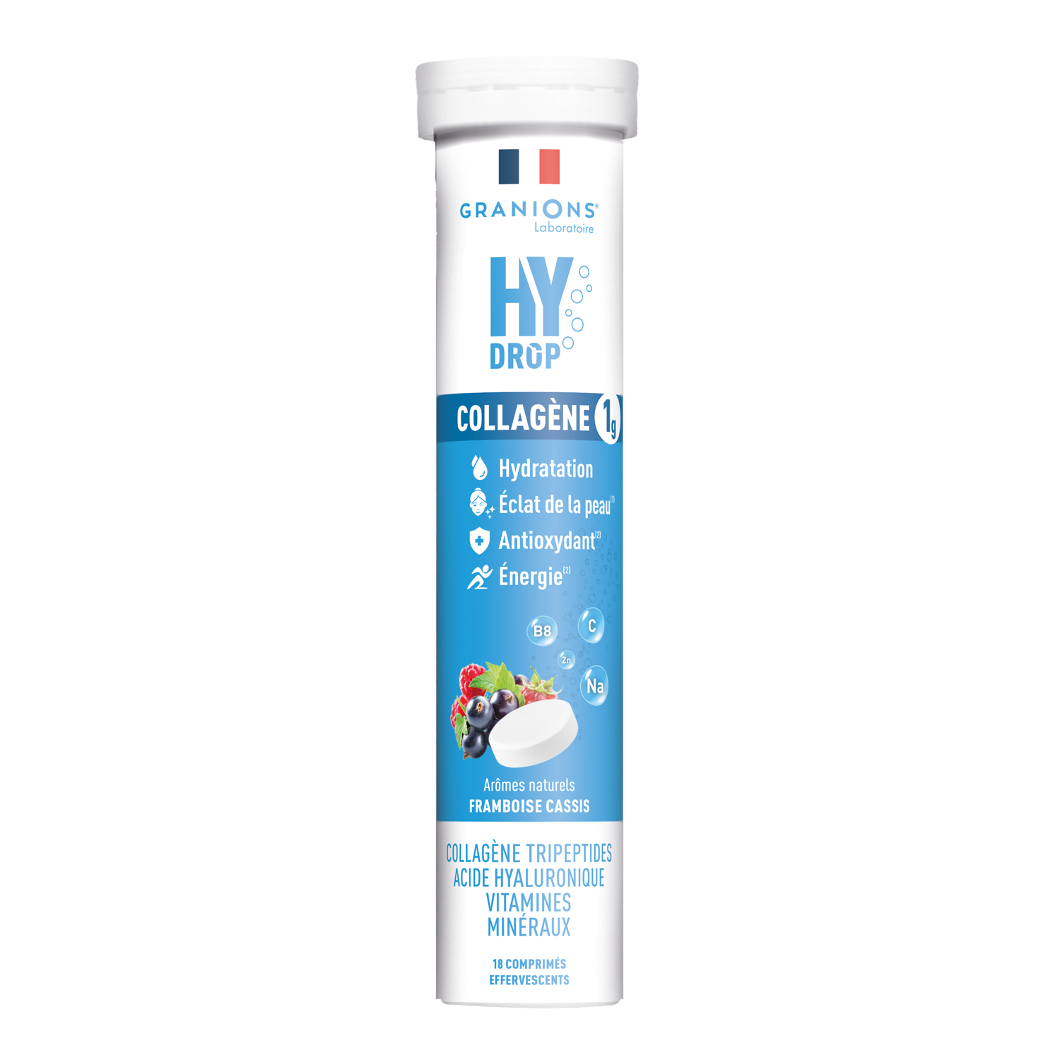 Granions Hydrop Collagene 1g Goût Cassis 18 Comprimés Effervescents - vue 10