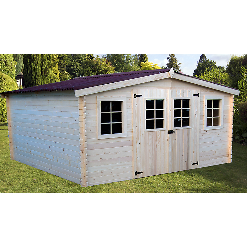 Abri Madriers bois massif grande façade 4 / 28 mm / surface extérieure : 16 81 m2