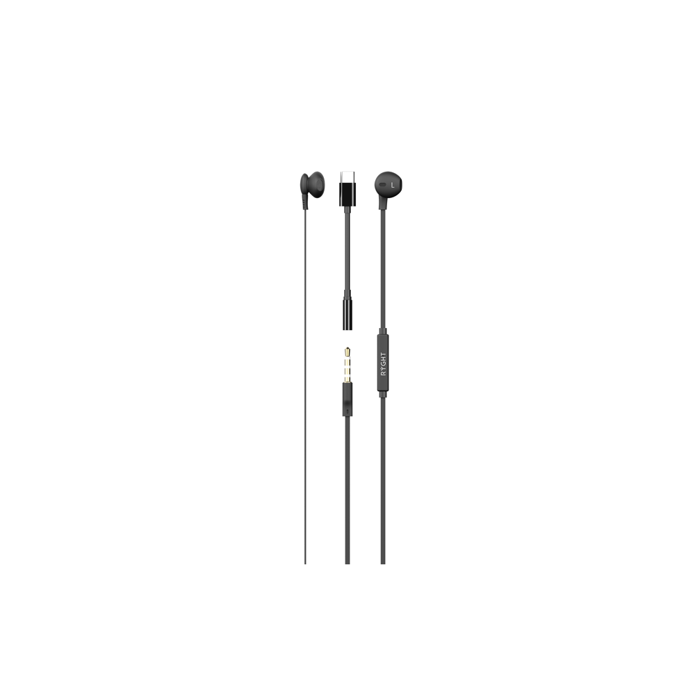 Ryght R483225 écouteur/casque Avec fil Ecouteurs Appels/Musique USB Type-C Noir
