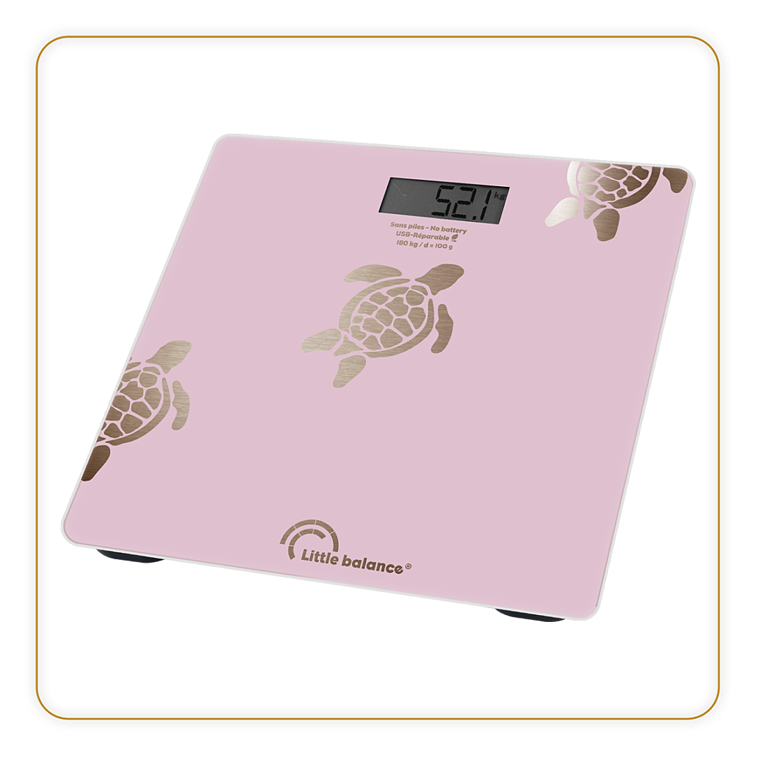 Pèse personne LITTLE BALANCE 8729 Tortues gold métallisées USB réparable 180 kg / 100 g - vue 3