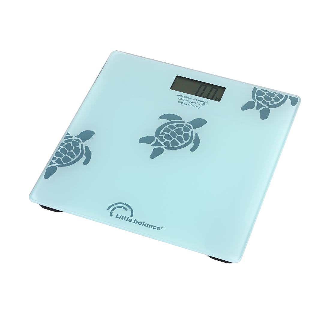 Pèse Personne Little Balance Tortues Aqua USB-R – 180kg, Rechargeable, Design Métallisé - vue 6