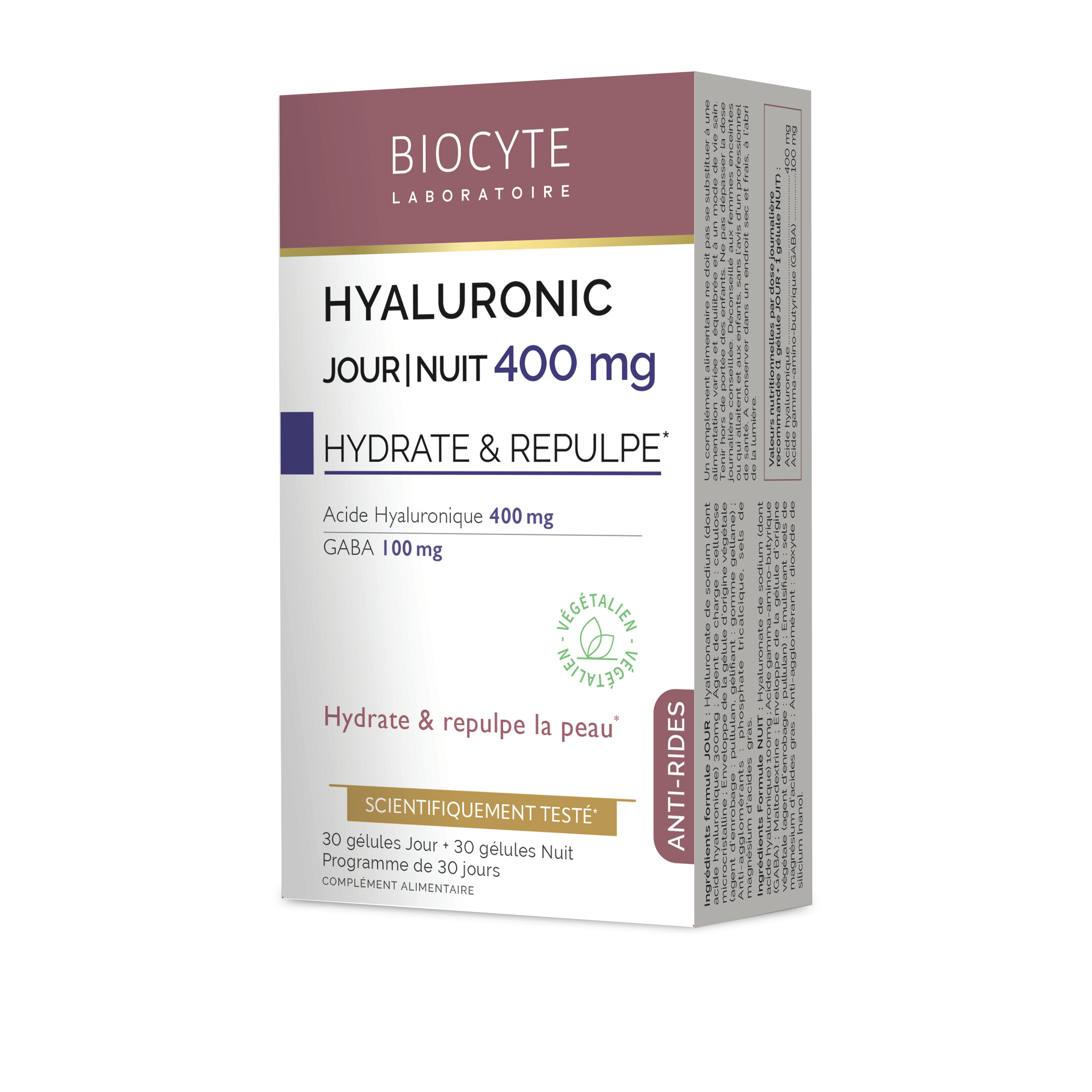 Biocyte Hyaluronic Jour/Nuit Anti-Âge 24h 400mg - 60 Gélules