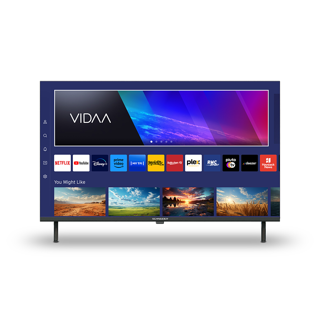 SCHNEIDER 32A2 Téléviseur LED 32 81cm Smart Vidaa HDMIx3 Netflix Youtube 1366 x 768 pix HD USBx2 - vue 1
