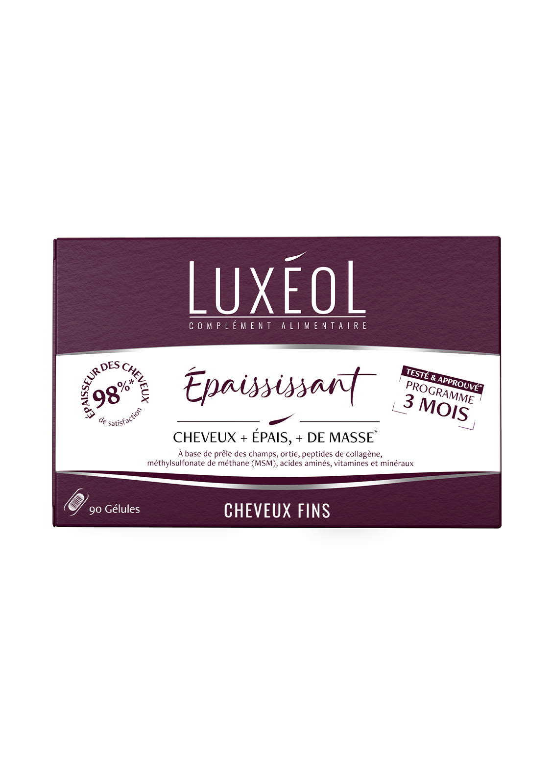 Luxéol Complément alimentaire Epaississant cure 3 mois 90 gélules