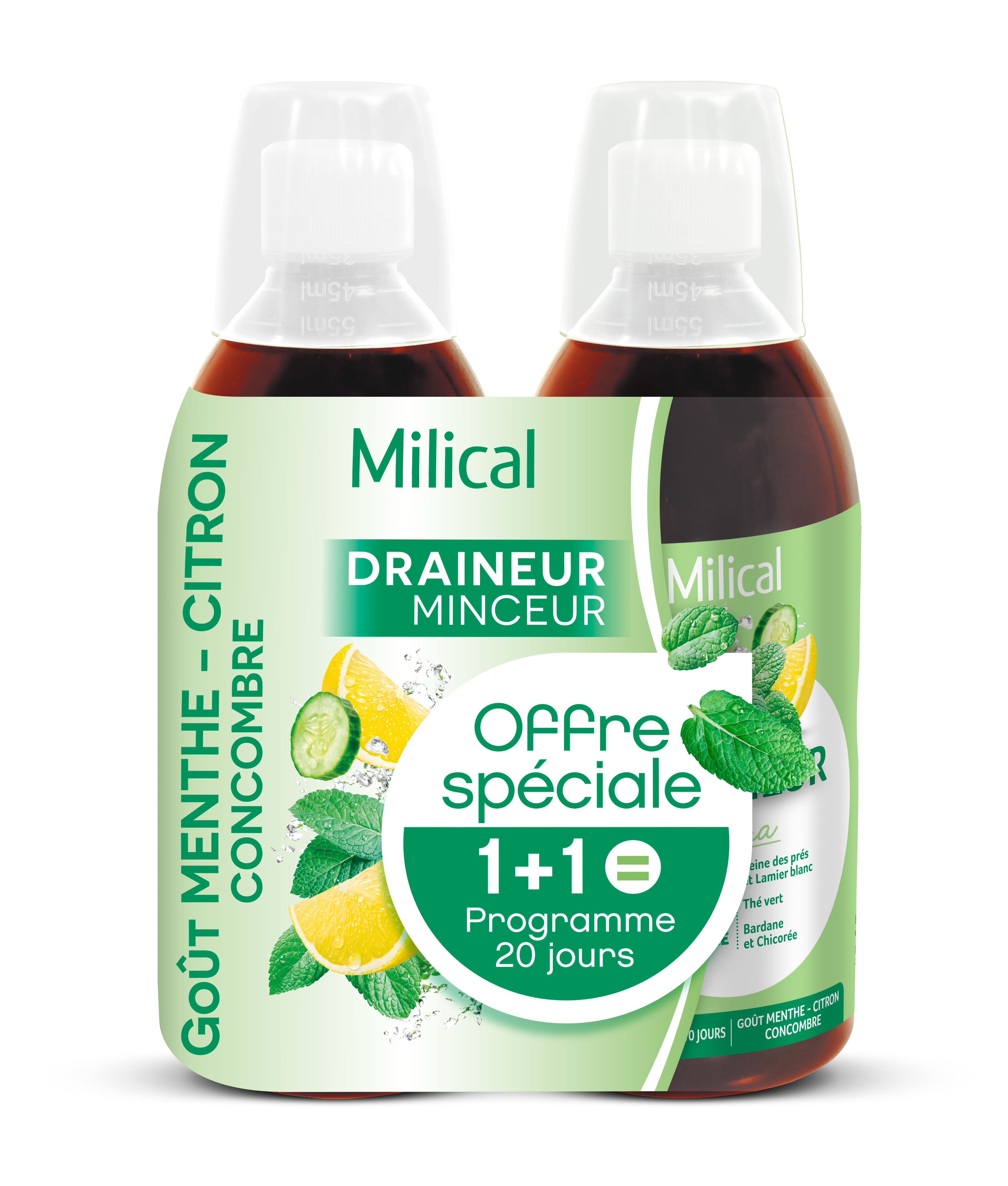 Draineur Ultra Menthe-Citron-Concombre - Lot de 2 flacon 500ml