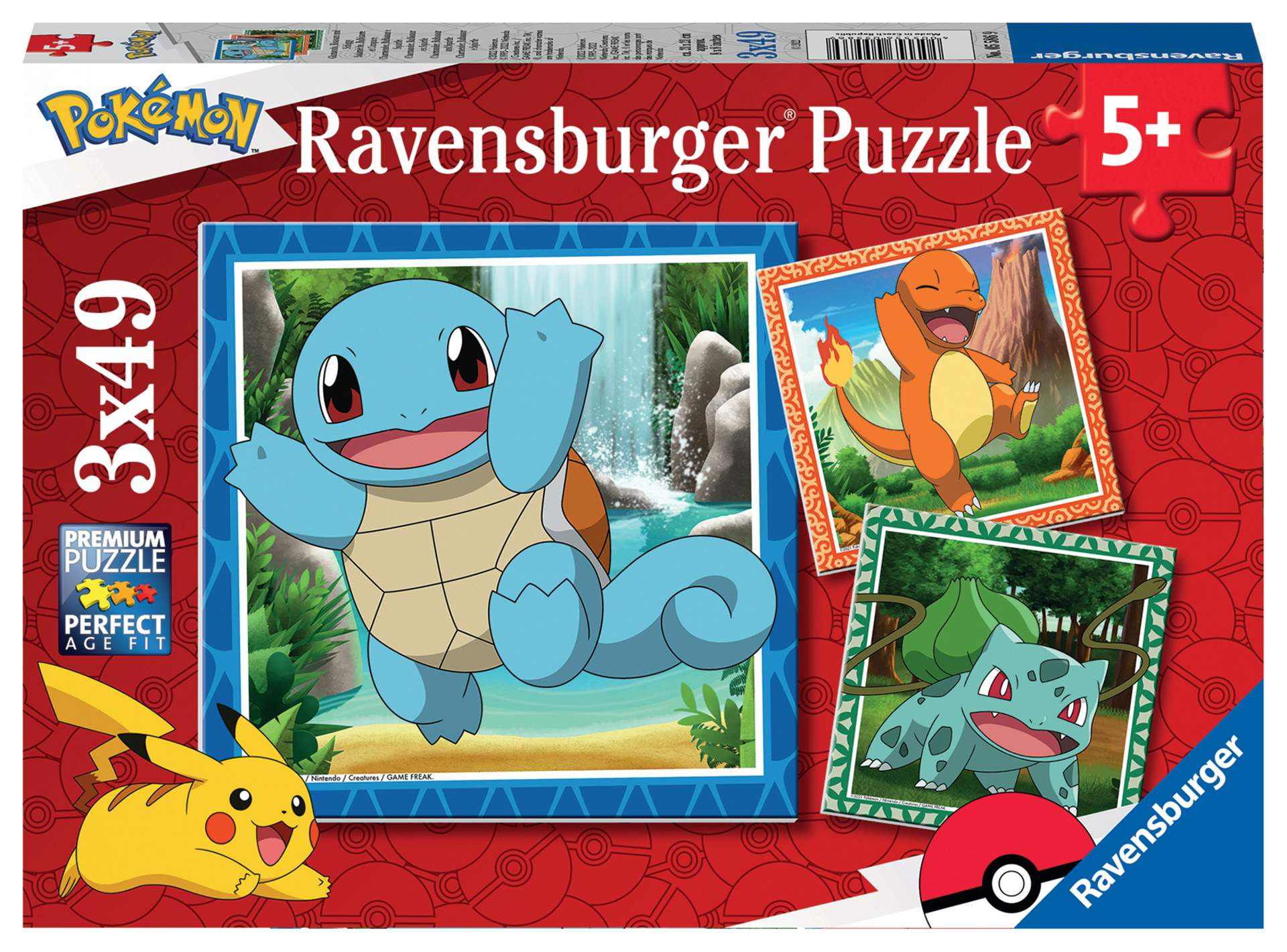 Puzzles 3x49 p - Salamèche, Bulbizarre et Carapuce / Pokémon