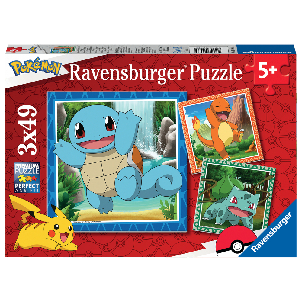 Puzzles 3x49 p - Salamèche, Bulbizarre et Carapuce / Pokémon