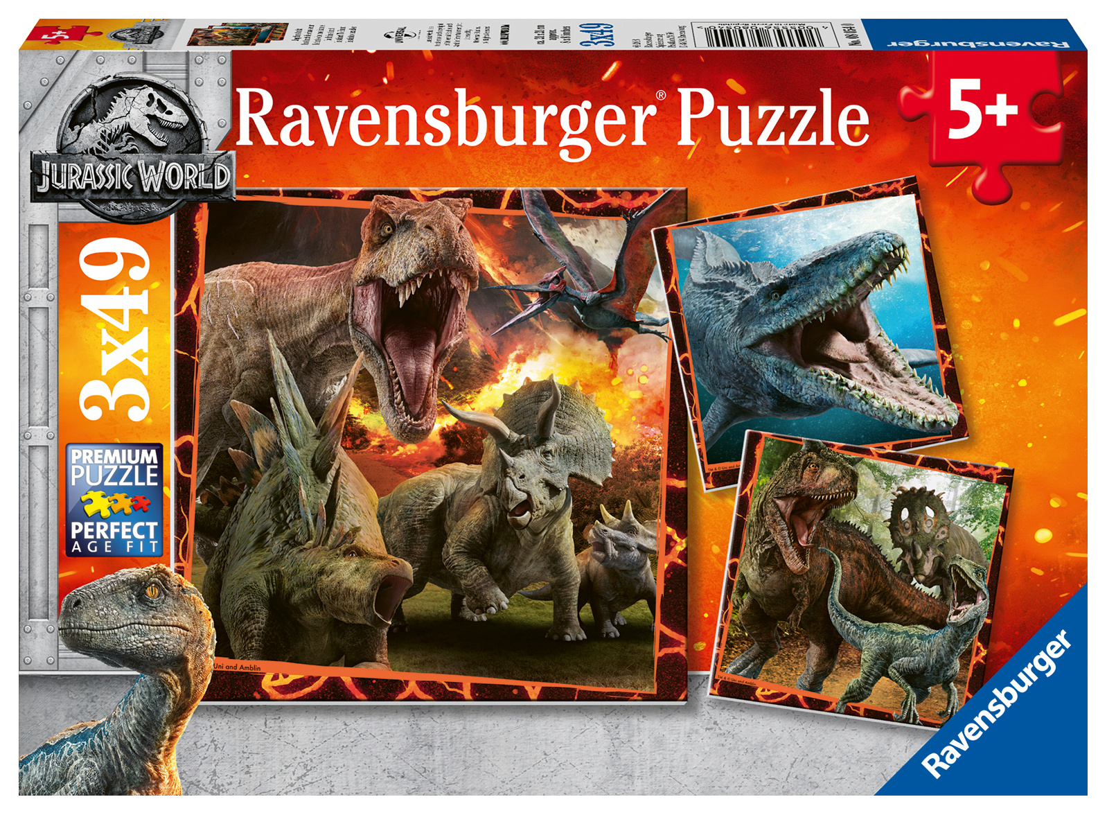 Puzzles 3 x 49 pièces : Jurassic World : Instinct de chasseur Ravensburger France - vue 2