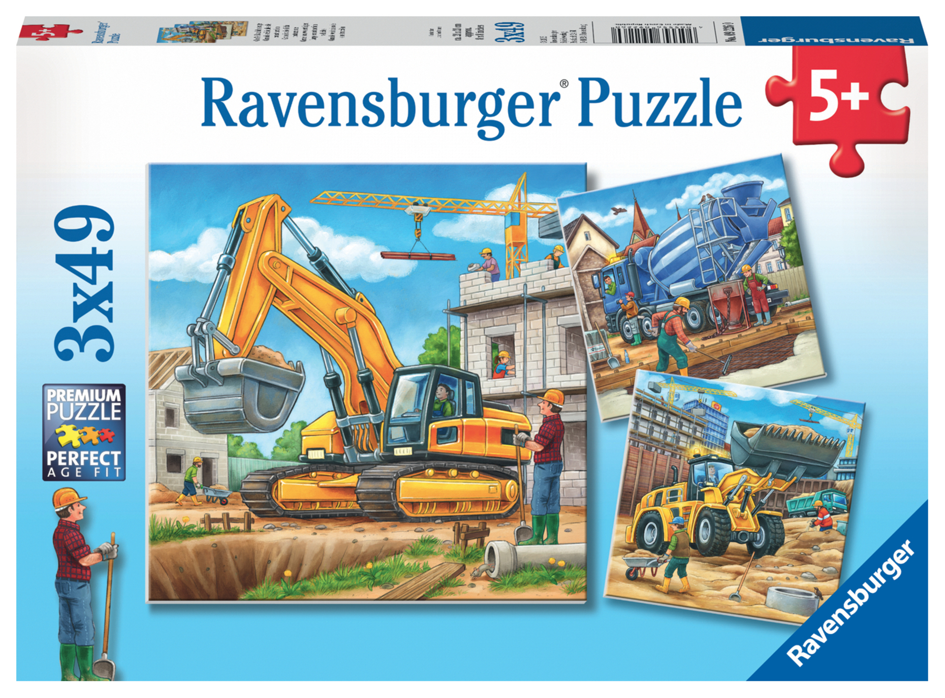 Puzzles 3x49 p - Grands véhicules de construction
