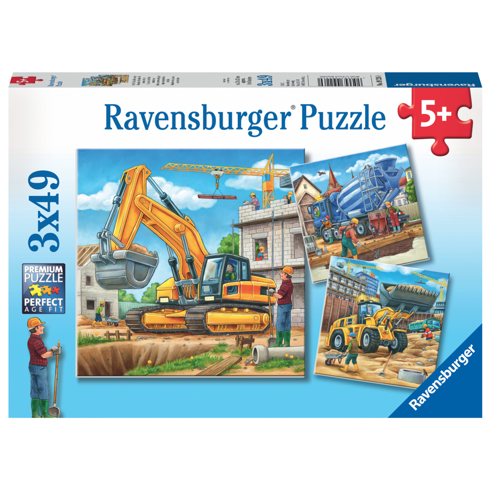Puzzles 3x49 p - Grands véhicules de construction