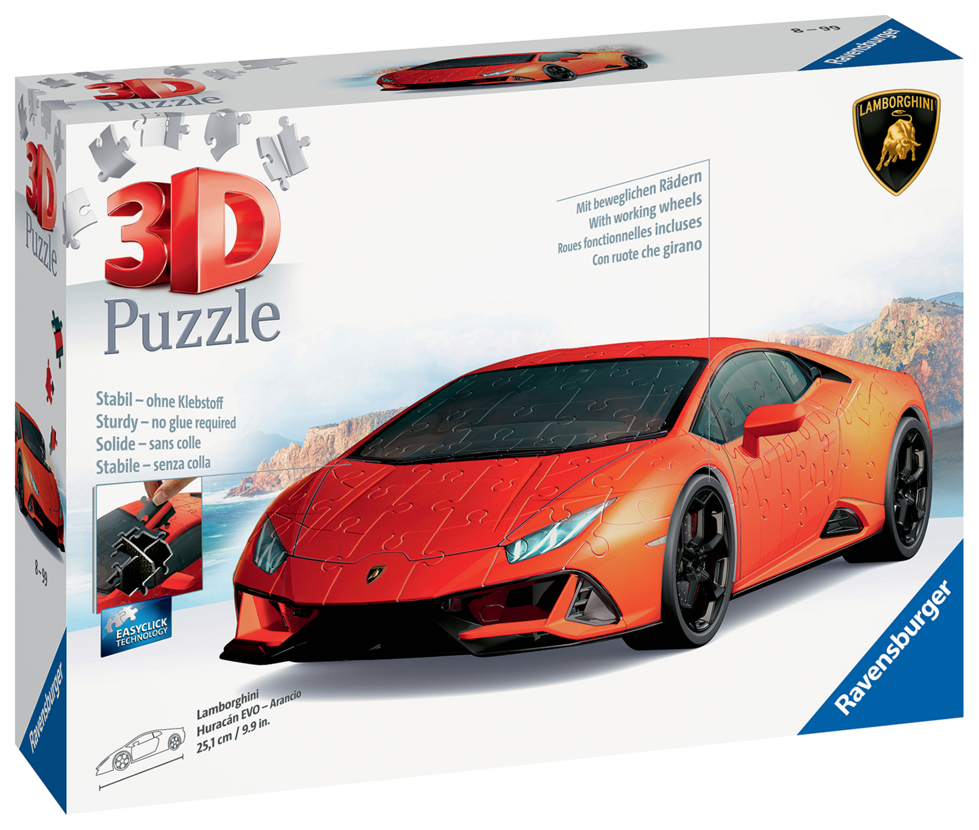 Puzzle 3D Lamborghini Huracán Evo Edition Orange (Avec Grille)
