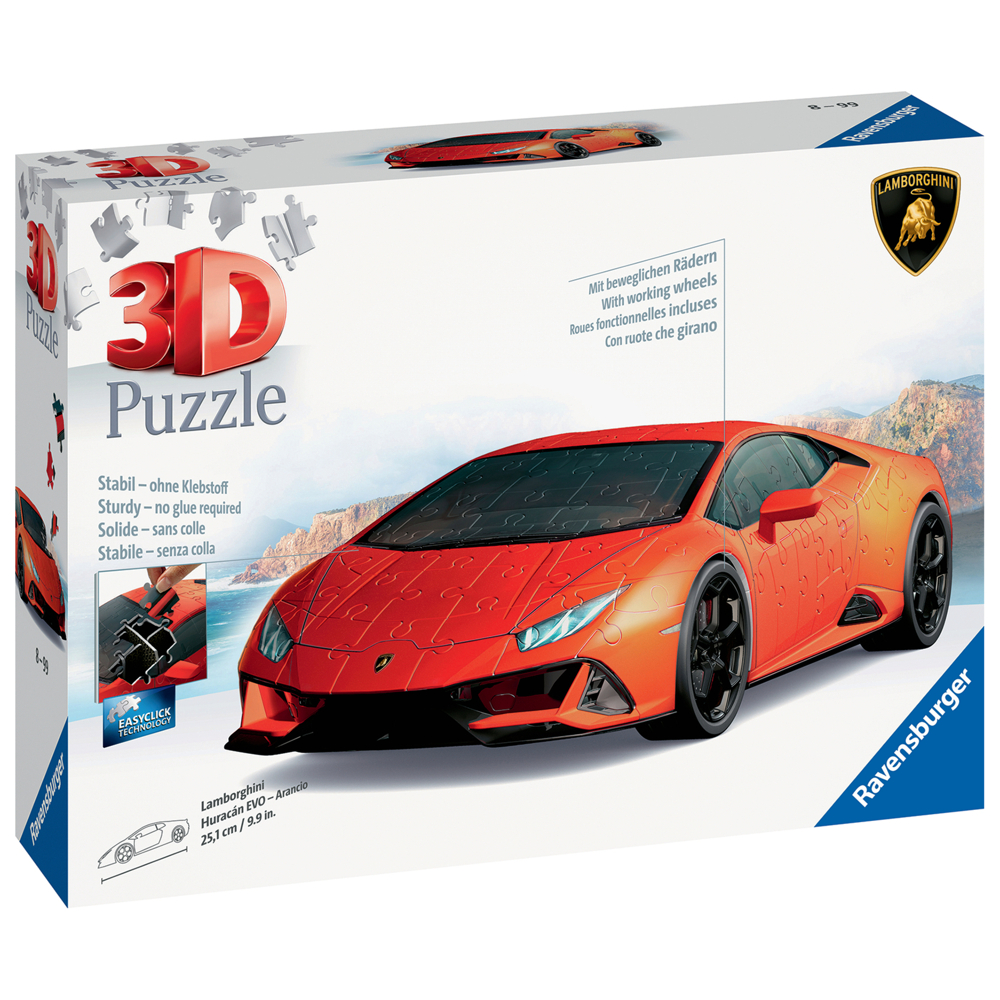 Puzzle 3D Lamborghini Huracán Evo Edition Orange (Avec Grille)