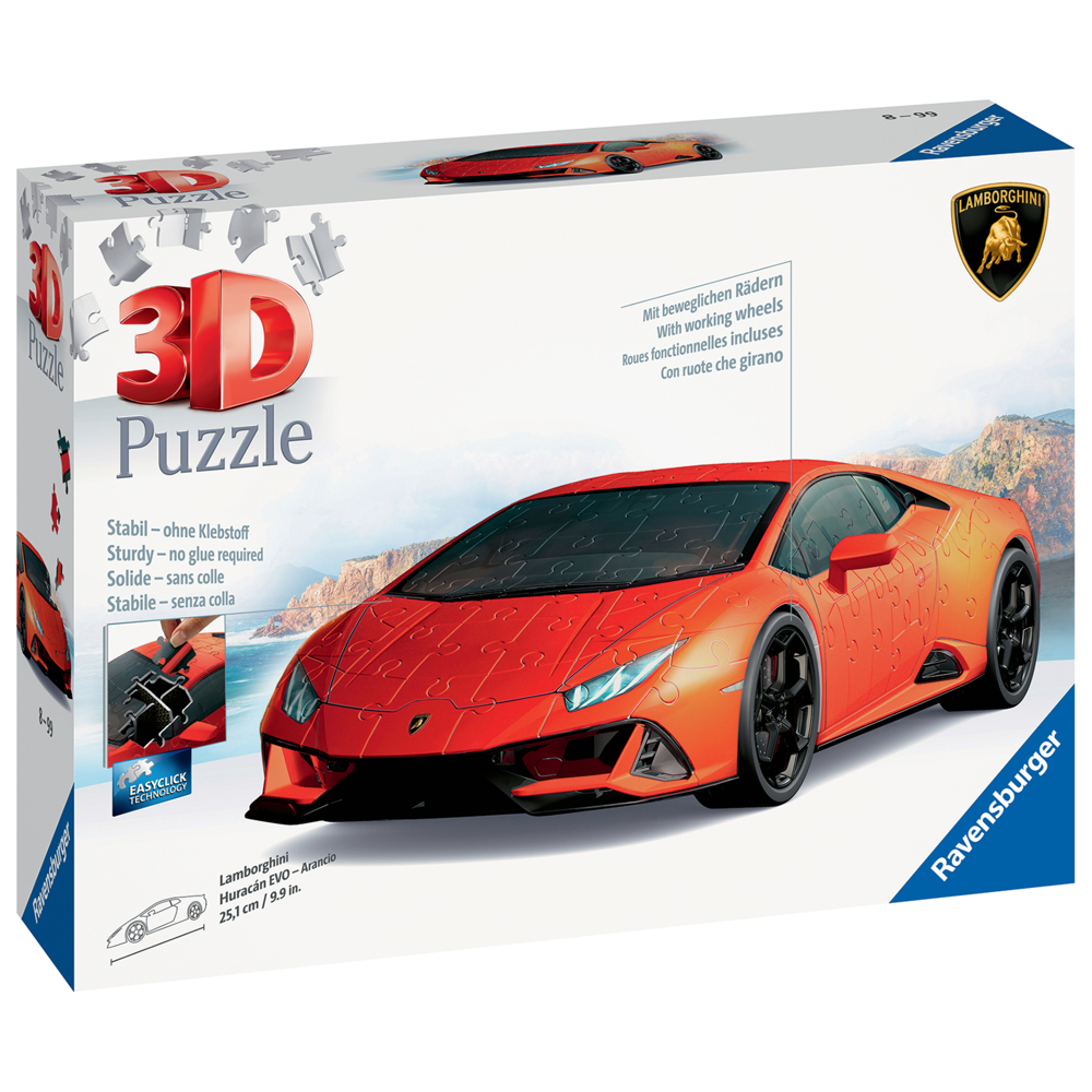 Puzzle 3D Lamborghini Huracán Evo Edition Orange (Avec Grille)