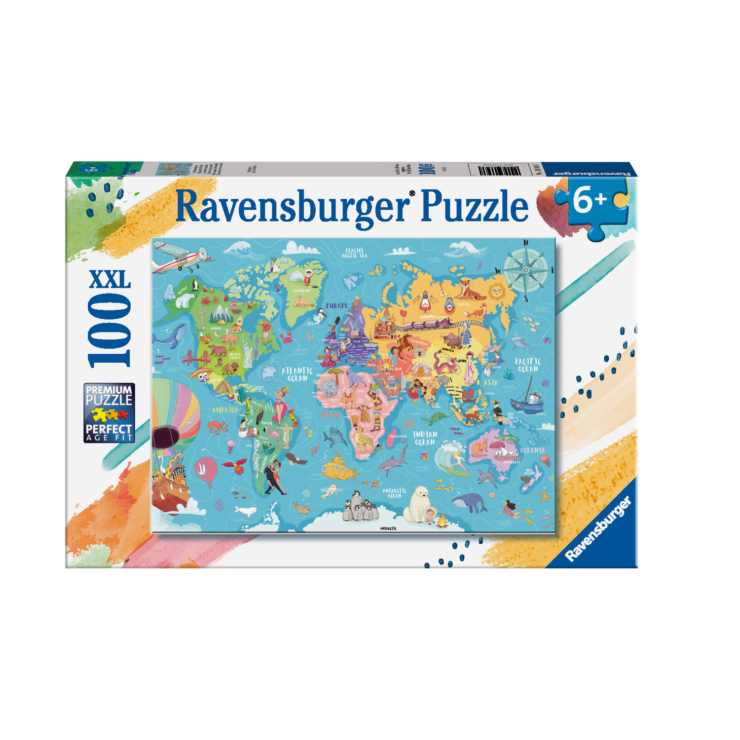 Puzzle 100 pièces : La carte du monde Ravensburger France
