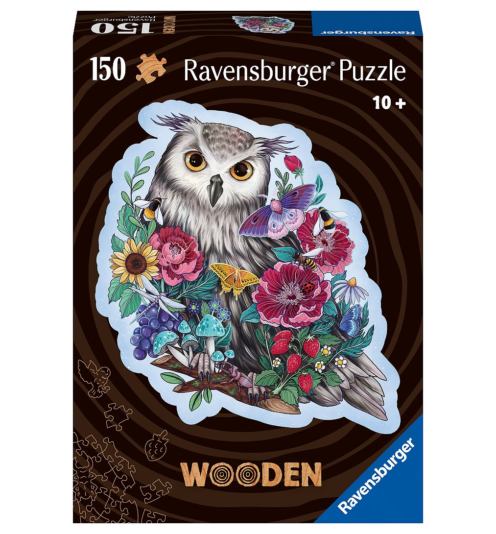 Puzzle En Bois - Forme - 150 Pcs - Hibou Floral