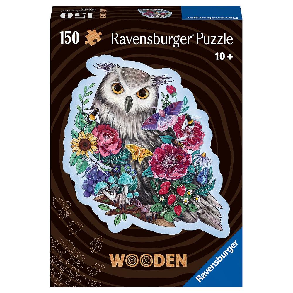 Puzzle En Bois - Forme - 150 Pcs - Hibou Floral