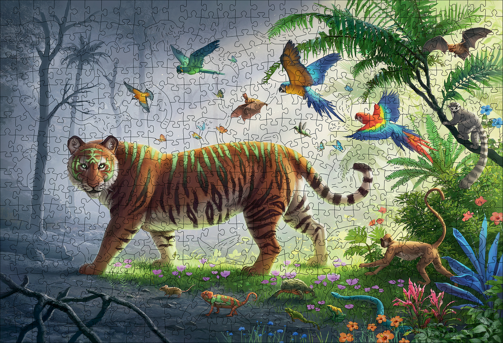 Puzzle En Bois - Rectangulaire - 500 Pcs - Tigre De La Jungle