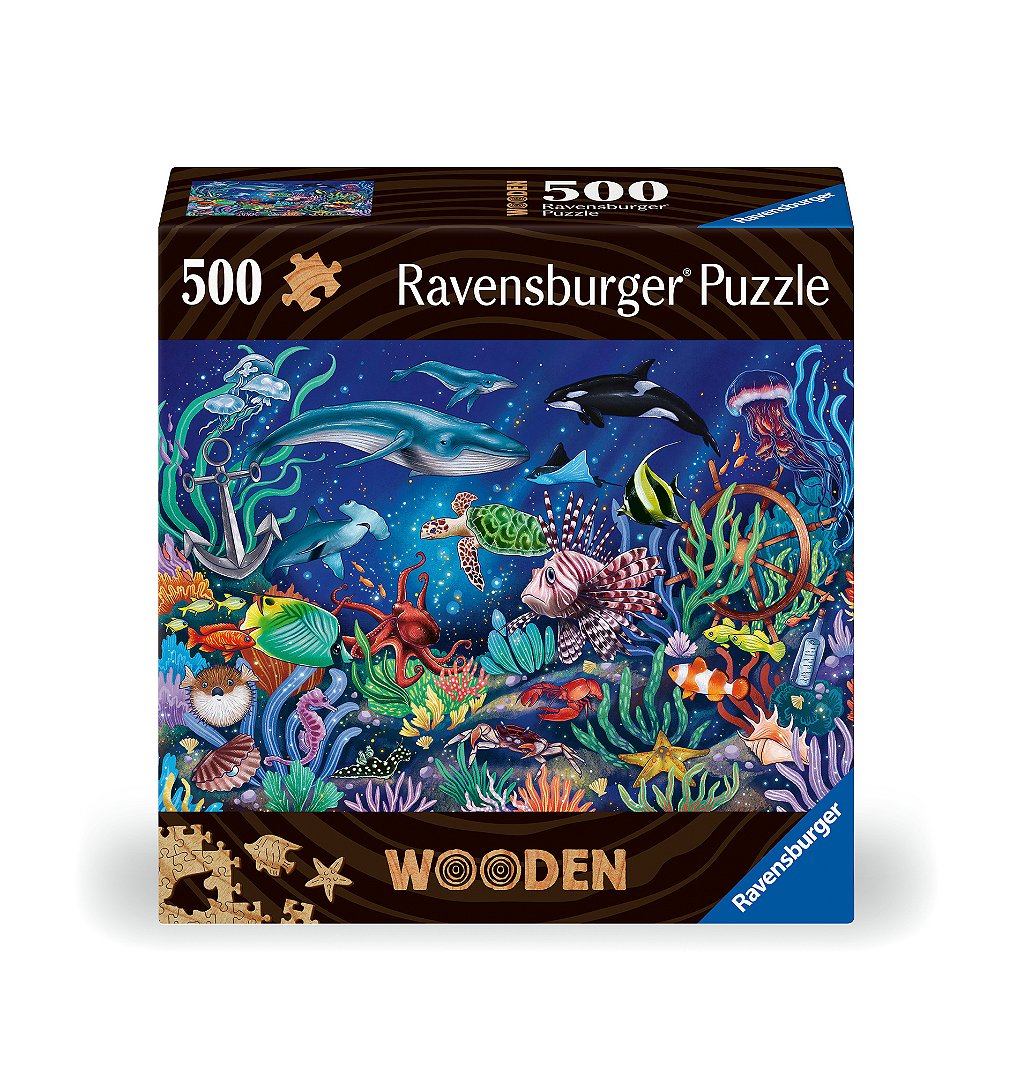 Puzzle en bois Rectangulaire 500 p Monde marin coloré
