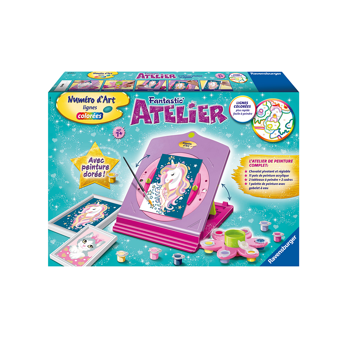 Ravensburger – Fantastic' Atelier Numéro d'Art – Loisir créatif – Coffret peinture par numéros – Activité détente et créative – Dès – 29034 – Version française