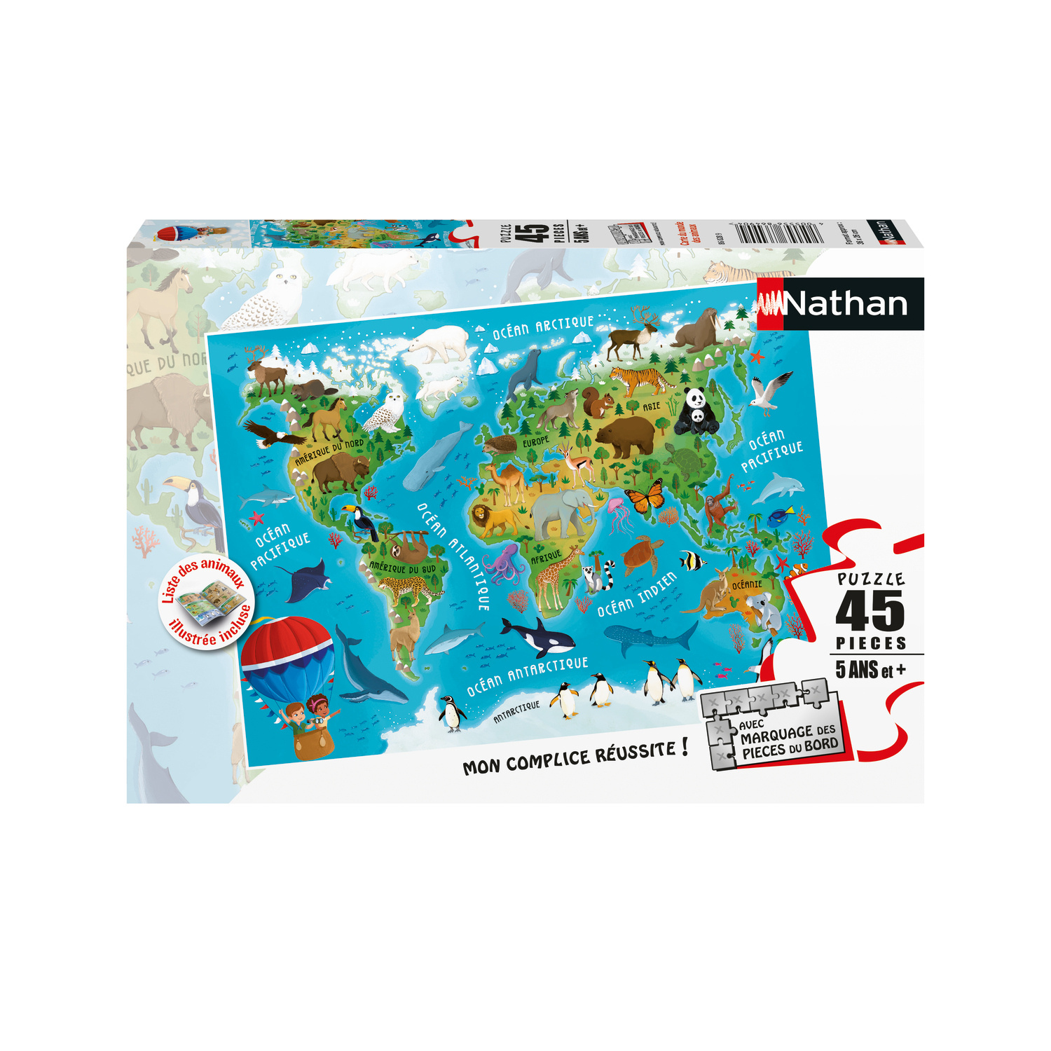 Nathan puzzle 45 p Carte du monde des animaux