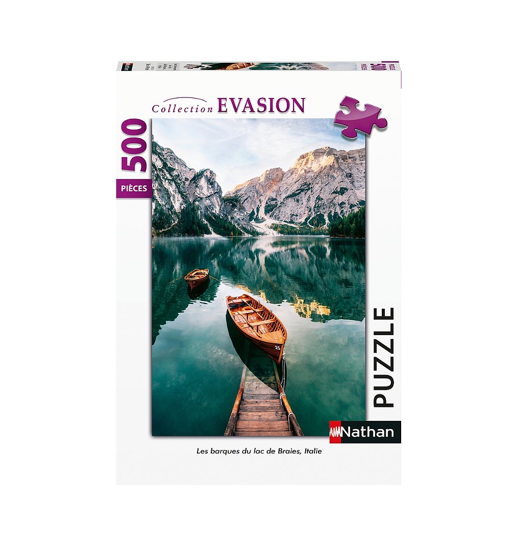 Nathan Puzzle 500 p - Les barques du lac de Braies, Italie