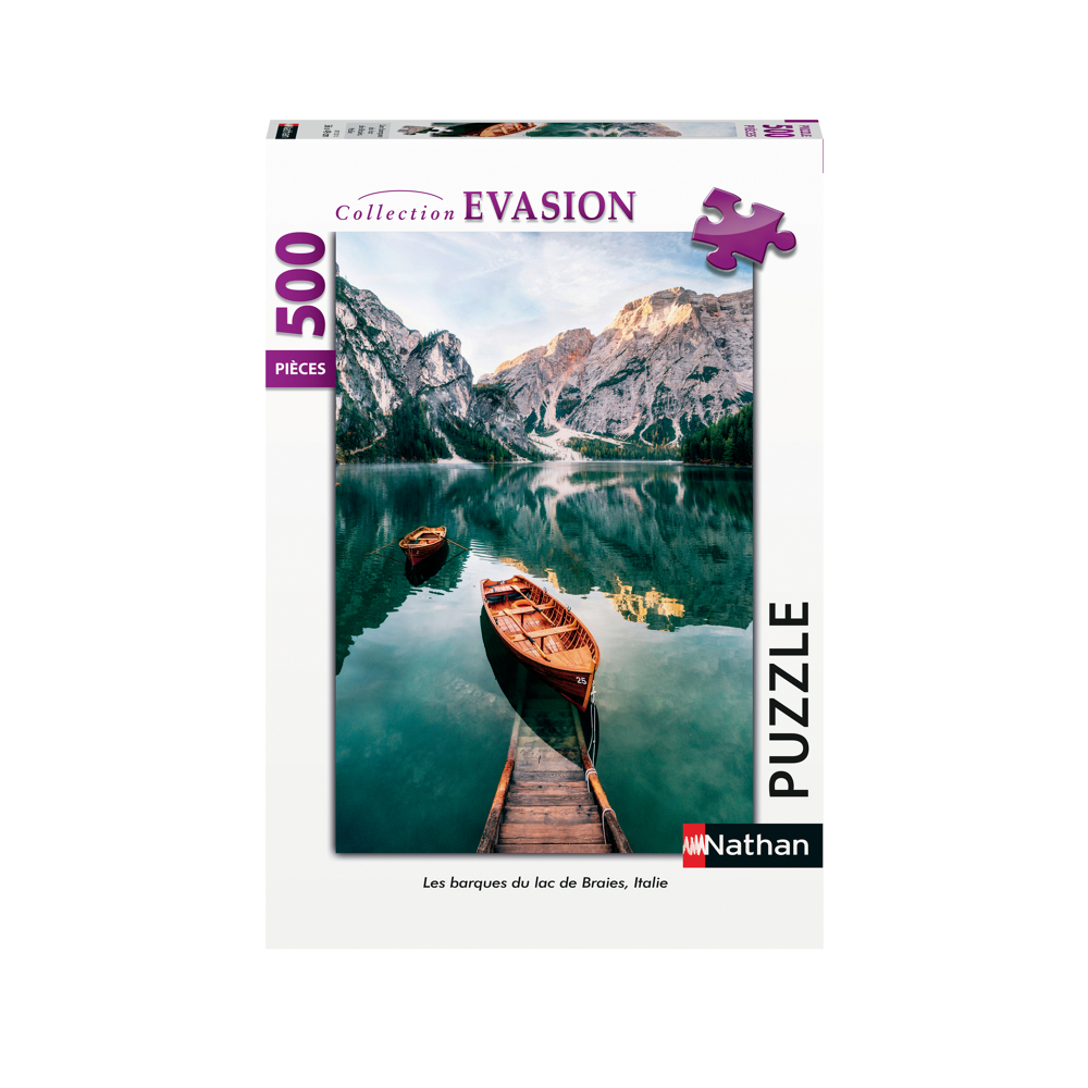 Nathan Puzzle 500 p - Les barques du lac de Braies, Italie