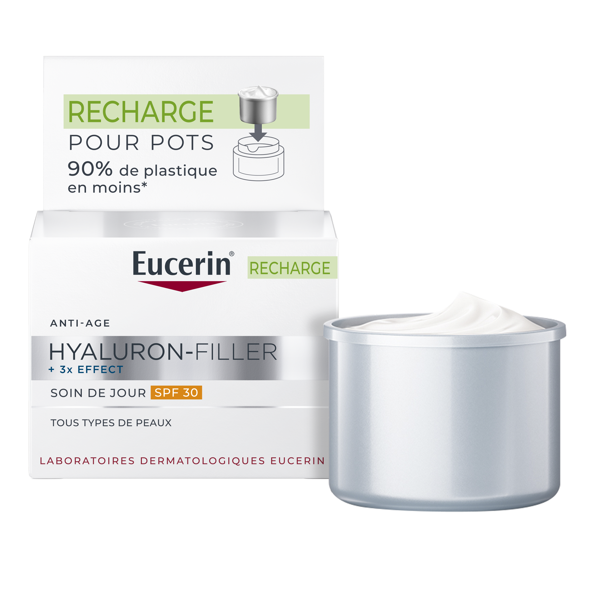 Eucerin Hyaluron Filler + 3x EFFECT Soin de Jour SPF 30 Tous Types de Peaux 50ml Recharge