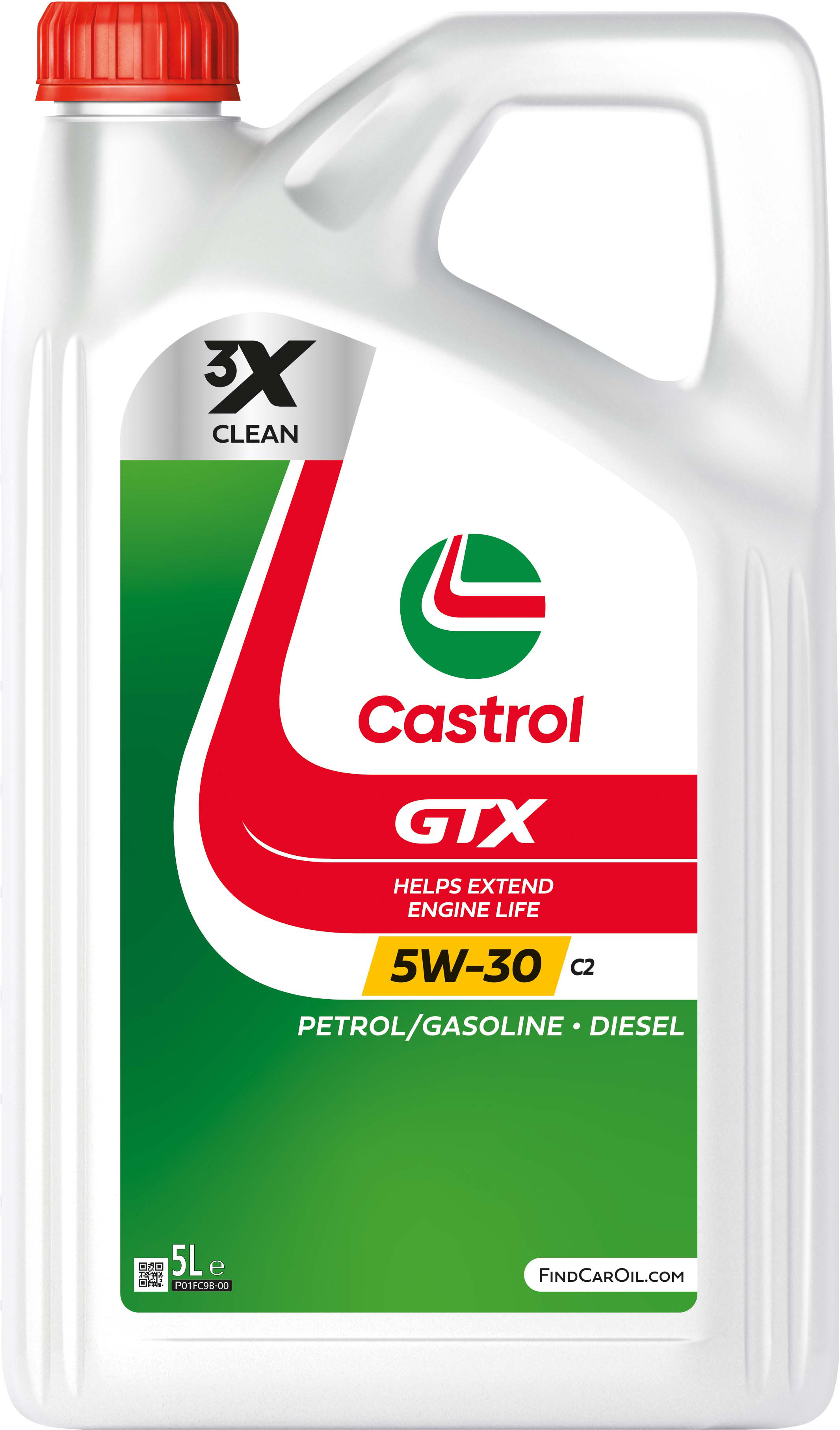 Castrol Huile moteur - GTX 5W-30 C2 - 5 L - technologie C2 - moteur essence et diesel