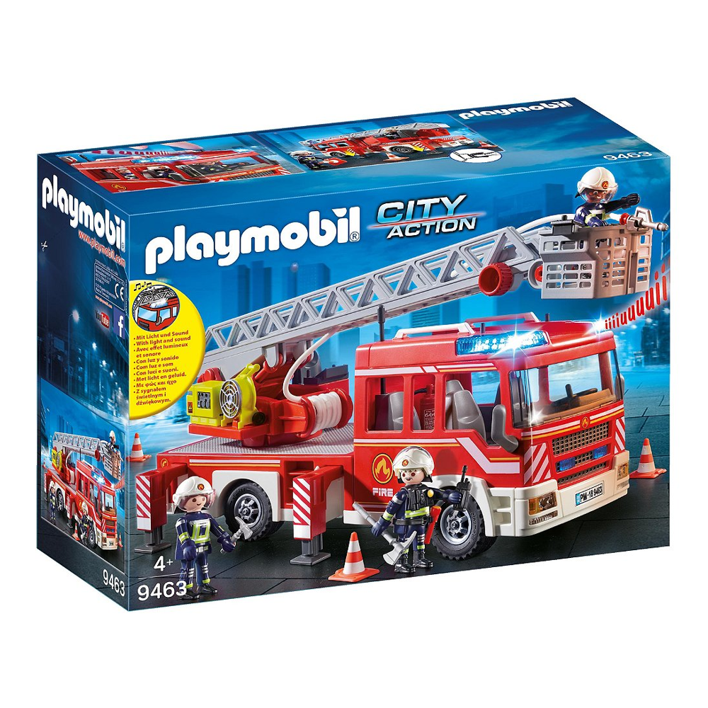 PLAYMOBIL 9463 Camion de pompiers avec échelle pivotante- City Action - Les pompiers - intervention