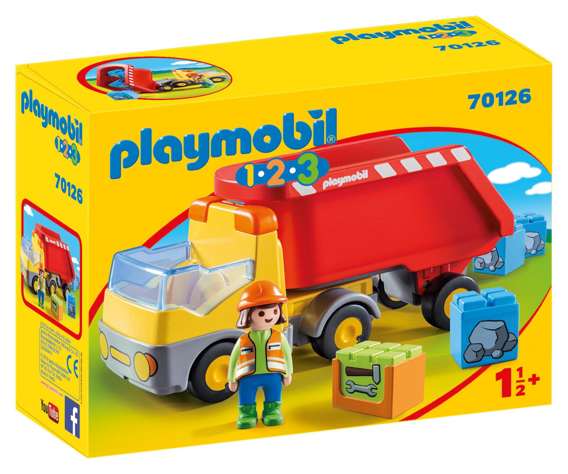 PLAYMOBIL 1.2.3 70126 Camion benne - PLAYMOBIL 1.2.3 - PLAYMOBIL 1.2.3 - 18-36 mois ses premiers Pla