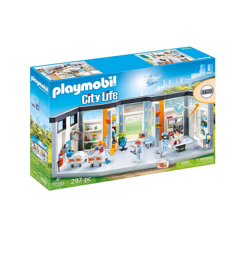 PLAYMOBIL 70191 Clinique équipée- City Life - L'hôpital - Avec quatre personnages et de nombreux acc